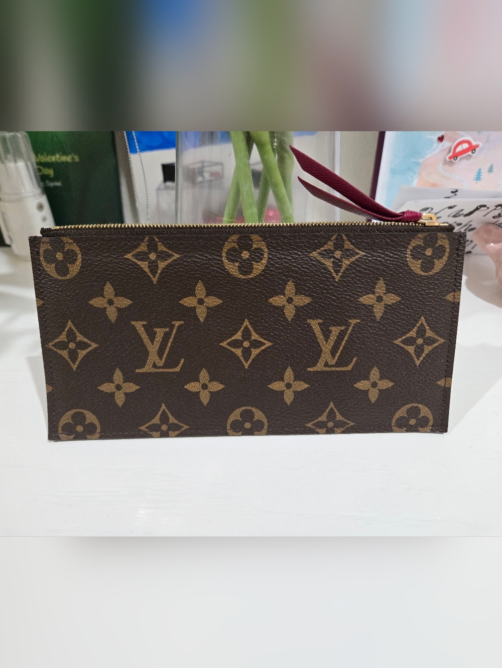 Louis Vuitton Monogram Zip Pouch - Brown/Tan with Gold Hardware - Picture 2 of 10